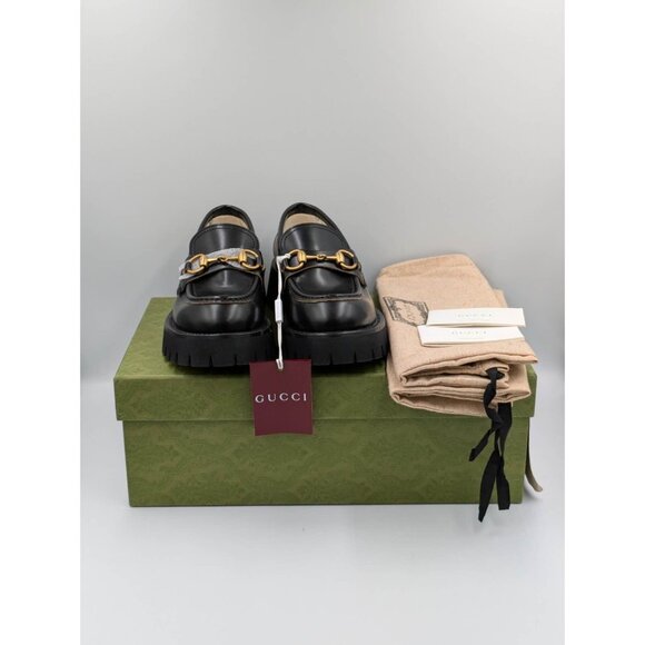 Gucci Women’s Cordovan Lux Harald Moccasin Platform Loafers Black EU35.5 - Picture 14 of 15